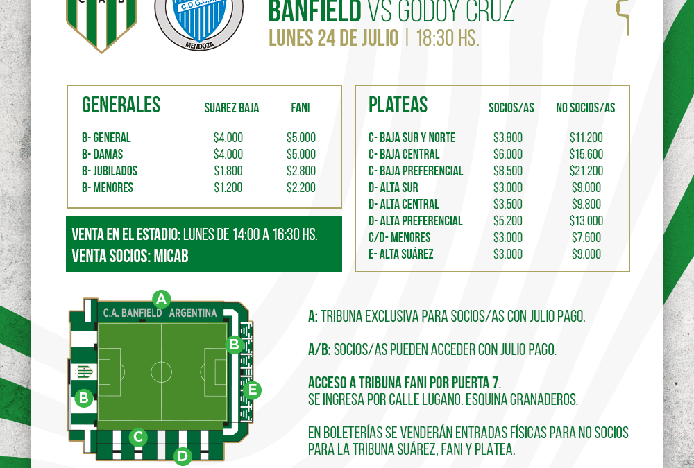 Venta de entradas para el partido ante Godoy Cruz