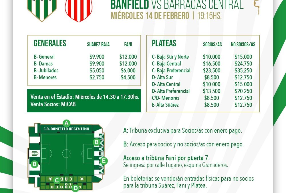 Venta de entradas para el partido ante Barracas Central
