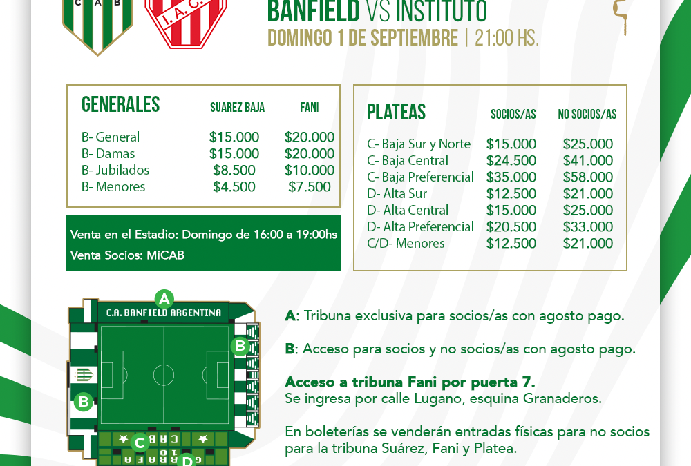 Venta de entradas para el partido ante Instituto