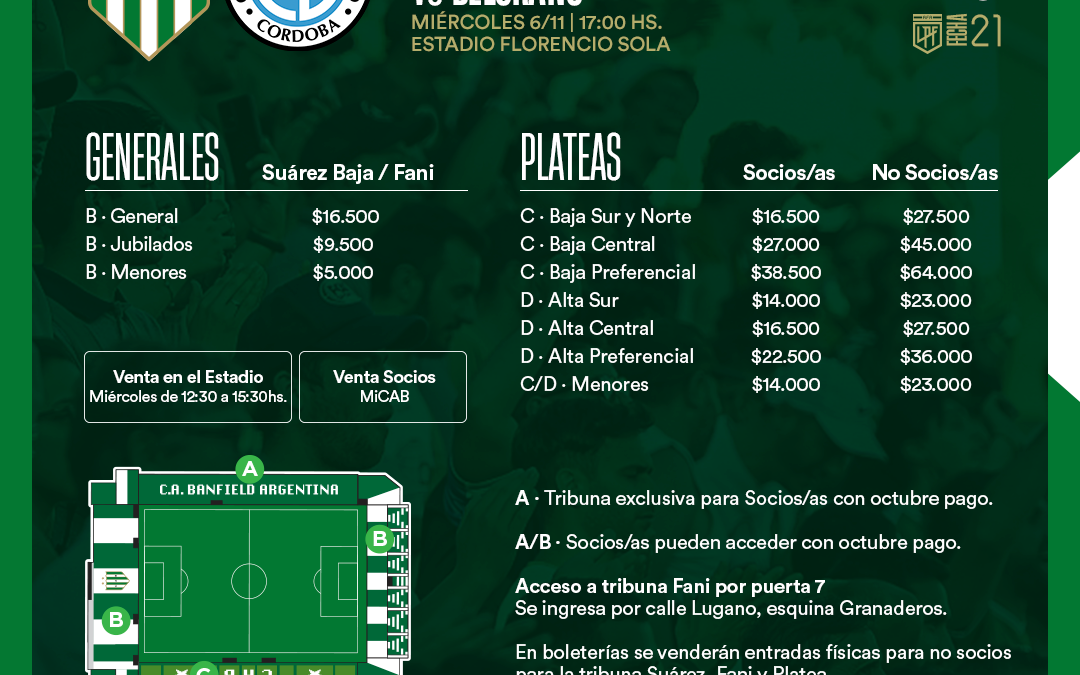 Venta de entradas para el partido ante Belgrano