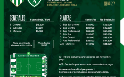 Venta de entradas para el partido ante Sarmiento