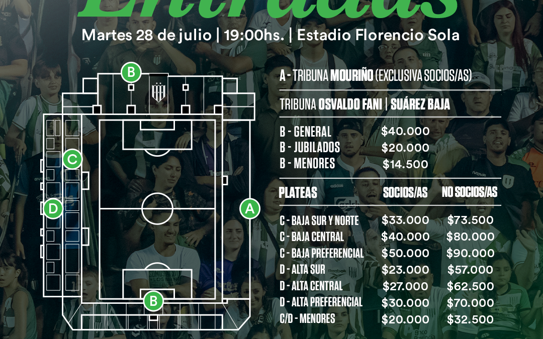 Venta de entradas para el partido ante Sarmiento