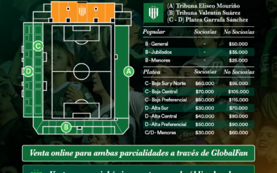 Venta de entradas para el partido ante Argentinos Jrs.